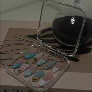 Acrylic Nail Set with Gold Accents